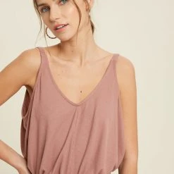 Purple Door Boutique Keeping It Real Ribbed Mauve Tank Top