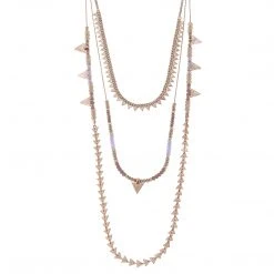 Canvas Jewelry '3 Row Triangle Bead' Necklace - Rose Gold/Lavender