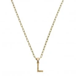 Canvas Jewelry Canvas Layla Ball Bead Initial Necklace Worn Gold