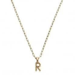 Canvas Jewelry Canvas Layla Ball Bead Initial Necklace Worn Gold