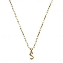 Canvas Jewelry Canvas Layla Ball Bead Initial Necklace Worn Gold