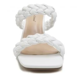 Purple Door Boutique Ariana White Braided Strap Heels