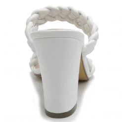 Purple Door Boutique Ariana White Braided Strap Heels