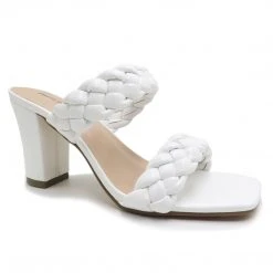 Purple Door Boutique Ariana White Braided Strap Heels