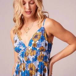 Purple Door Boutique American Beauty Blue Floral Maxi Dress
