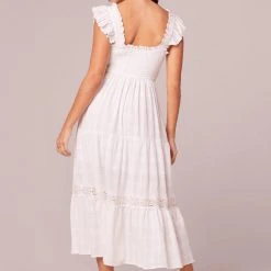 Purple Door Boutique Odessa White Smocked Midi Dress