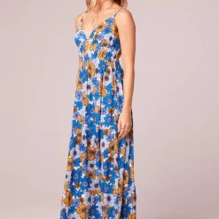 Purple Door Boutique American Beauty Blue Floral Maxi Dress