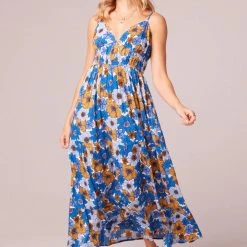 Purple Door Boutique American Beauty Blue Floral Maxi Dress
