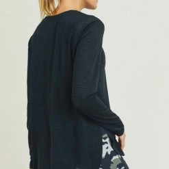 Mono B Athleisure Mono B Black Ribbed Mesh Top