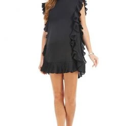 Purple Door Boutique Ruffled Party Black Dress