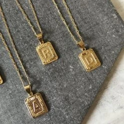 Bracha Jewelry Bracha Gold Plated Initial Card Pendant Necklace