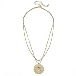 Canvas Jewelry Canvas Flora Layered Flower Pendant Necklace Worn Gold