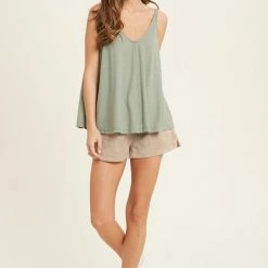 Purple Door Boutique Keeping It Real Ribbed Sage Tank Top Ladies'