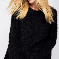 Purple Door Boutique Downtown Mohair Black Oversized Sweater Ladies'