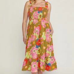 Purple Door Boutique New Arrivals Vacation Florals Midi Dress