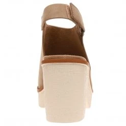 Purple Door Boutique Shoes Clues Taupe Peep Toe Platform Sandals