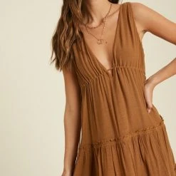 Purple Door Boutique Dancing Downtown Caramel Babydoll Dress