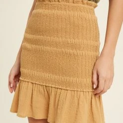 Purple Door Boutique New Arrivals Lasting Impressions Honey Smocked Ruffle Mini Skirt