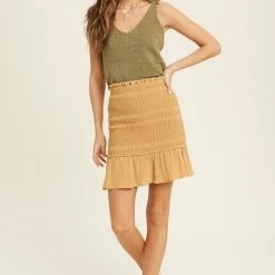 Purple Door Boutique New Arrivals Lasting Impressions Honey Smocked Ruffle Mini Skirt