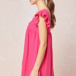 Purple Door Boutique Keep Dreaming Hot Pink Babydoll Dress
