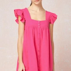 Purple Door Boutique Keep Dreaming Hot Pink Babydoll Dress