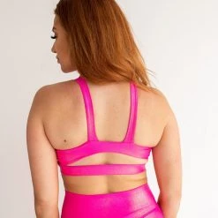 Purple Door Boutique New Arrivals Bronzed Hot Pink Sports Bra