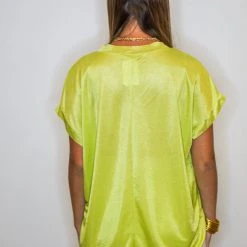 Purple Door Boutique Summer Best Lime Satin Top