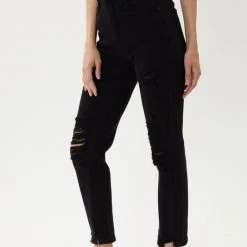 Kan Can High Waist Black Straight Leg Jeans