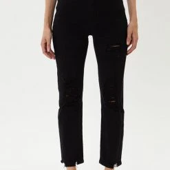 Kan Can High Waist Black Straight Leg Jeans