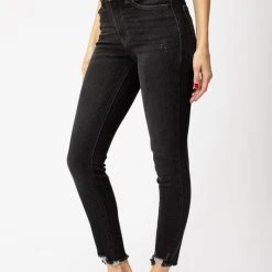 Kan Can Jeans Kan Can High Rise Washed Black Ankle Skinny Jeans