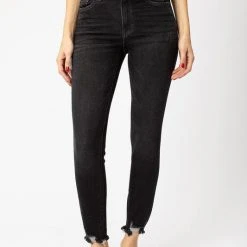 Kan Can Jeans Kan Can High Rise Washed Black Ankle Skinny Jeans