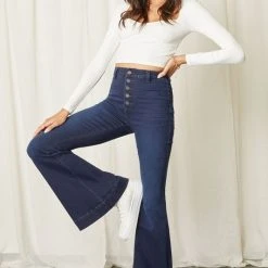 Kan Can Button Fly Super Flare Jeans Summer SALE