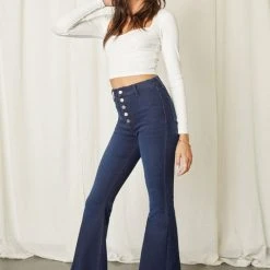Kan Can Button Fly Super Flare Jeans Summer SALE