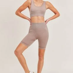 Mono B Athleisure Mono B Meeting Goals Taupe Biker Shorts Ladies'