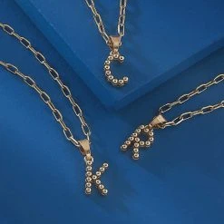 Canvas Jewelry Canvas Layla Ball Bead Initial Necklace Worn Gold