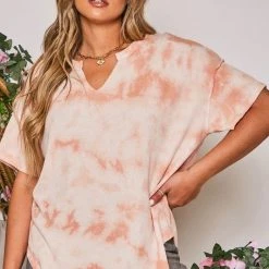 Purple Door Boutique Peach Dreams Tie Dye Waffle Tee