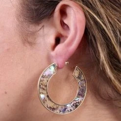 Caroline Hill 'Zurges Hoop' Earrings - Abalone Jewelry