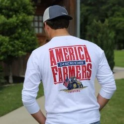 Turnrows 'America Needs Farmers' Long Sleeve - White T-Shirts