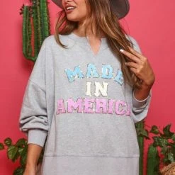 Purple Door Boutique Made In America Patch Sweatshirt New Arrivals
