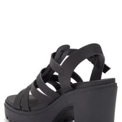 Mia Tira Black Lug Sole Sandals