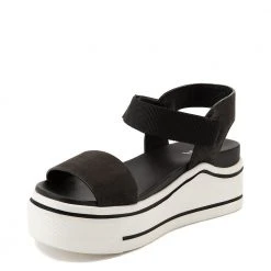 Mia Odelia Black Wedge Sandals