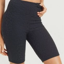 Mono B Athleisure Mono B Staying Sassy Black Textured Biker Shorts