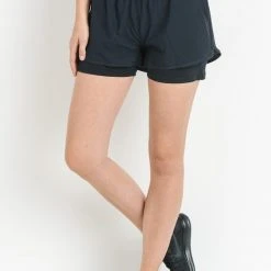 Purple Door Boutique Mono B Hybrid Perforated Black Active Shorts Ladies'