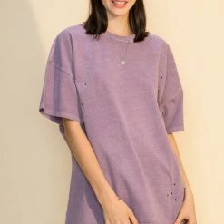 Purple Door Boutique Ladies' Everyday Babe Purple Distressed T Shirt