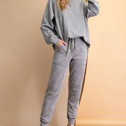 Purple Door Boutique New Arrivals Stars Ash Grey Terry Pullover