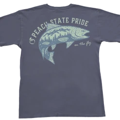 T-Shirts Peach State Pride Flying Trout Short Sleeve Navy T-Shirt