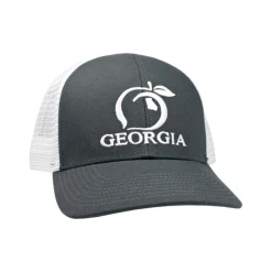 Peach State Pride 'Georgia Mesh Back' Trucker Hat- Charcoal And White Men's