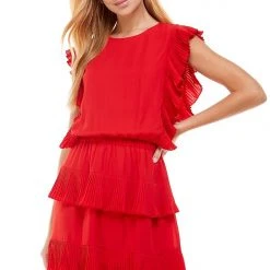 Purple Door Boutique Glamorous Red Tiered Dress