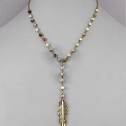 Purple Door Boutique Tickled Feather Y Natural Choker Necklace Jewelry