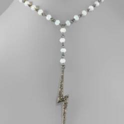 Purple Door Boutique Lightning Bolt White Y Choker Necklace